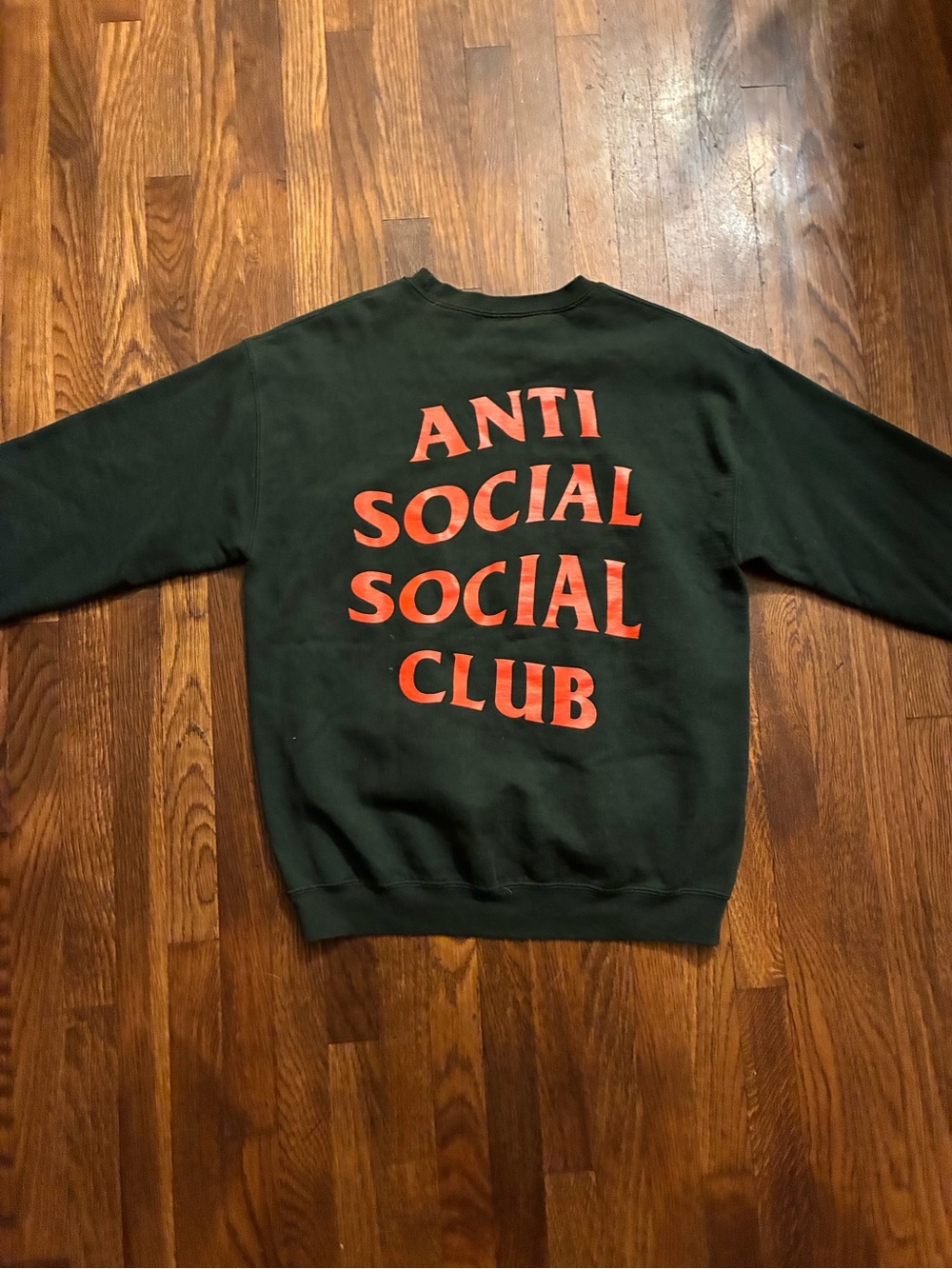 Anti Social Social Club Dark Green Crewneck with Orange Logo